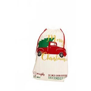 NEW WHITE LABEL christmas trees and trucks santa sack in multi